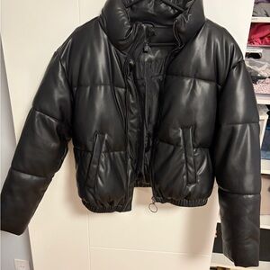 Aqua Black Faux Leather Jacket